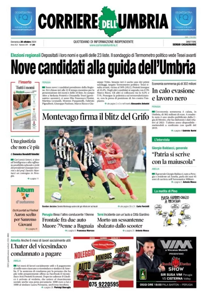 Prima-pagina-corriere umbria-del-2024-10-20